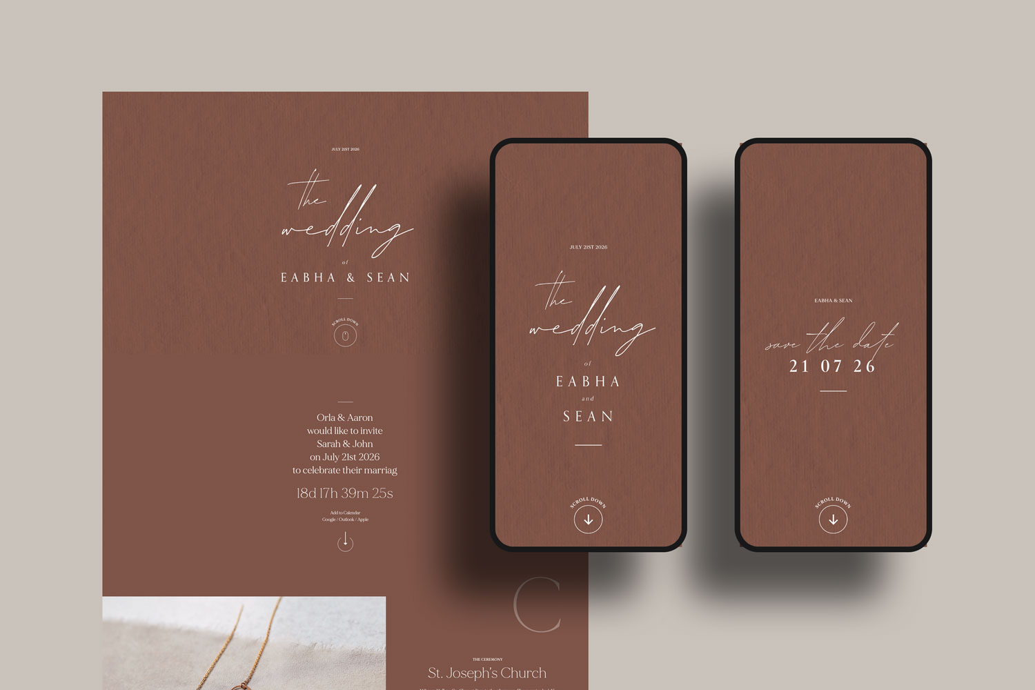 Online wedding invitations, paperless digital WhatsApp evites and websites, save the dates and thank you cards.