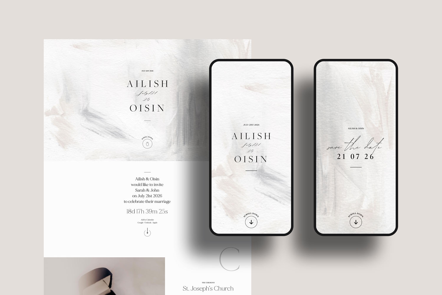 Online wedding invitations, paperless digital WhatsApp evites and websites, save the dates and thank you cards.