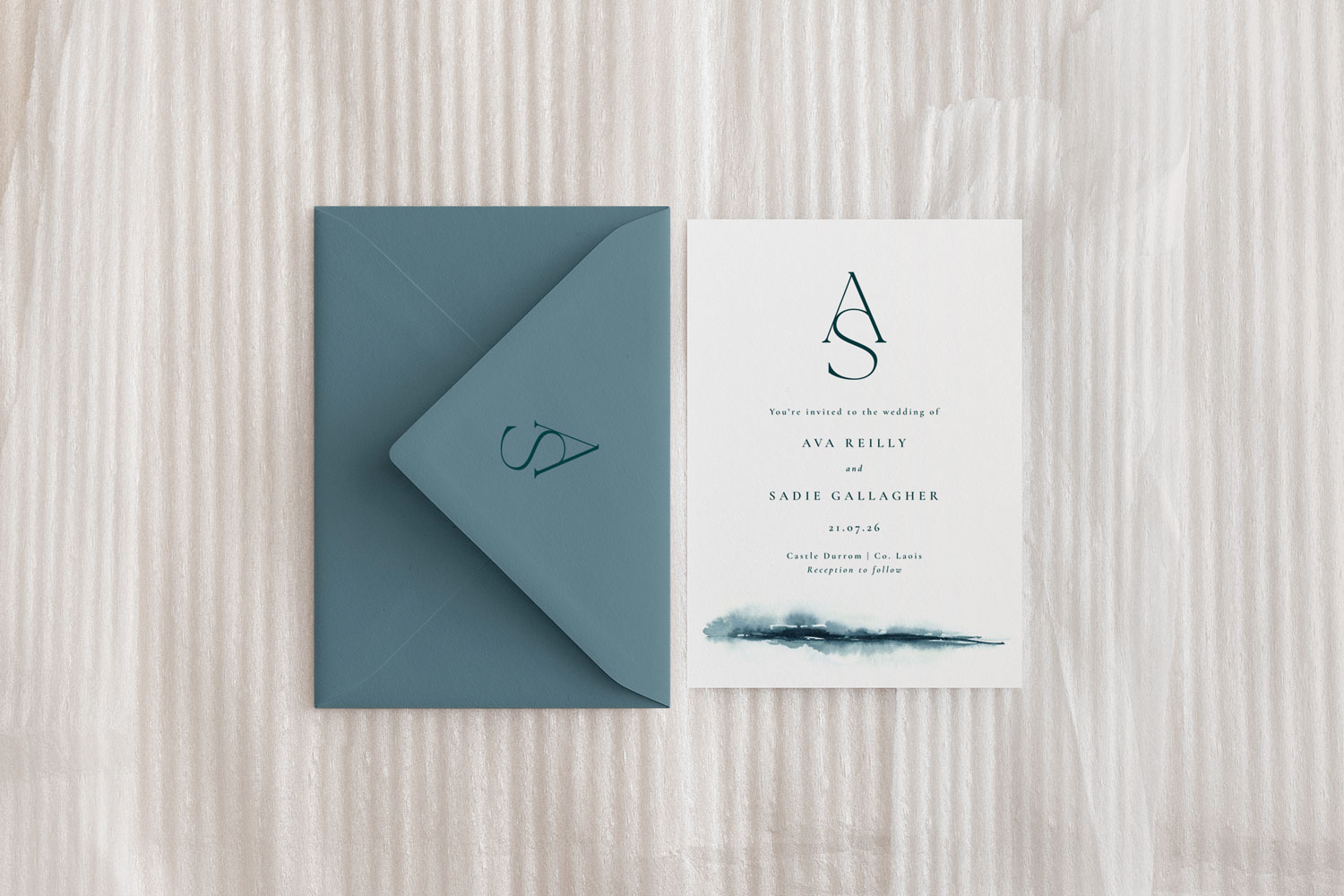 Beach Printed wedding invitations and save the dates with premium envelopes, wax seals, vellum and ribbon.