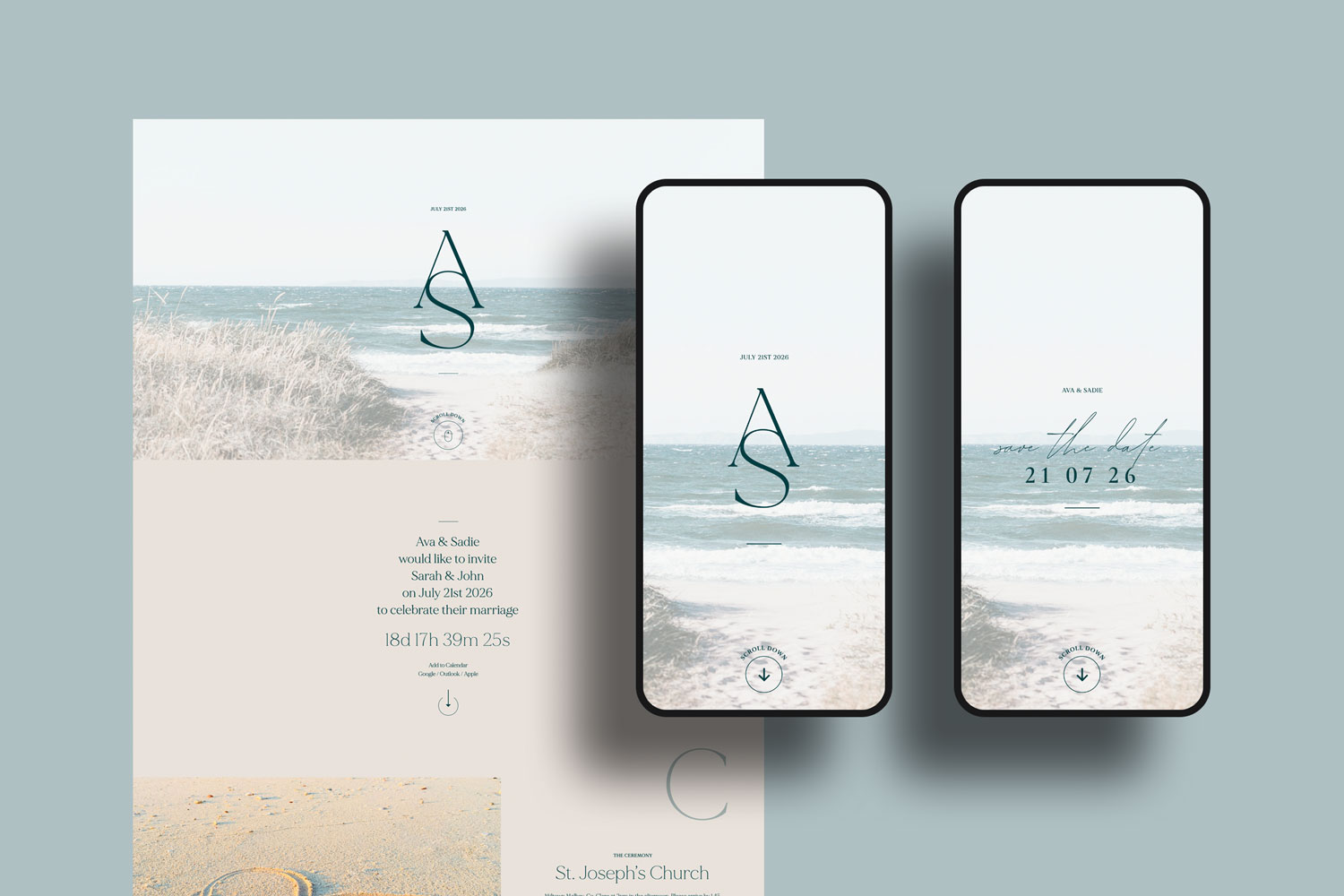 Online wedding invitations, paperless digital WhatsApp evites and websites, save the dates and thank you cards.