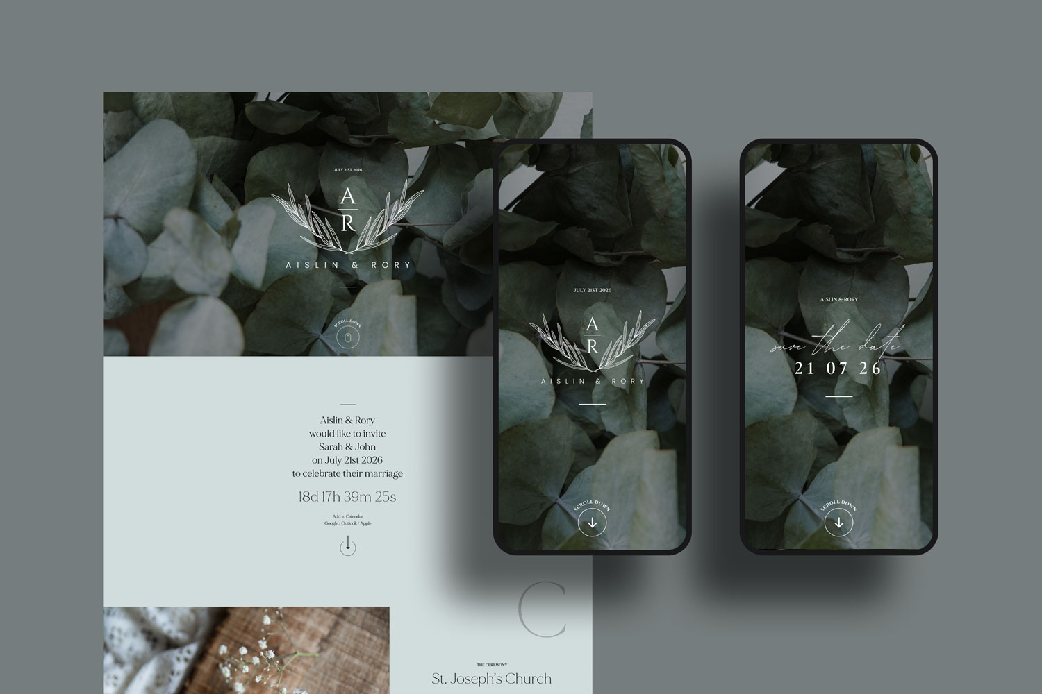 Online wedding invitations, paperless digital WhatsApp evites and websites, save the dates and thank you cards.