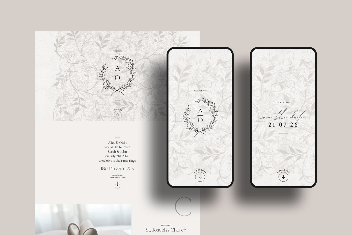 Online wedding invitations, paperless digital WhatsApp evites and websites, save the dates and thank you cards.