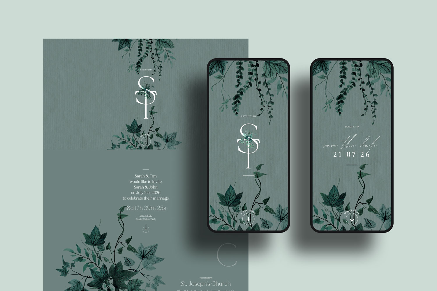 Online wedding invitations, paperless digital WhatsApp evites and websites, save the dates and thank you cards.