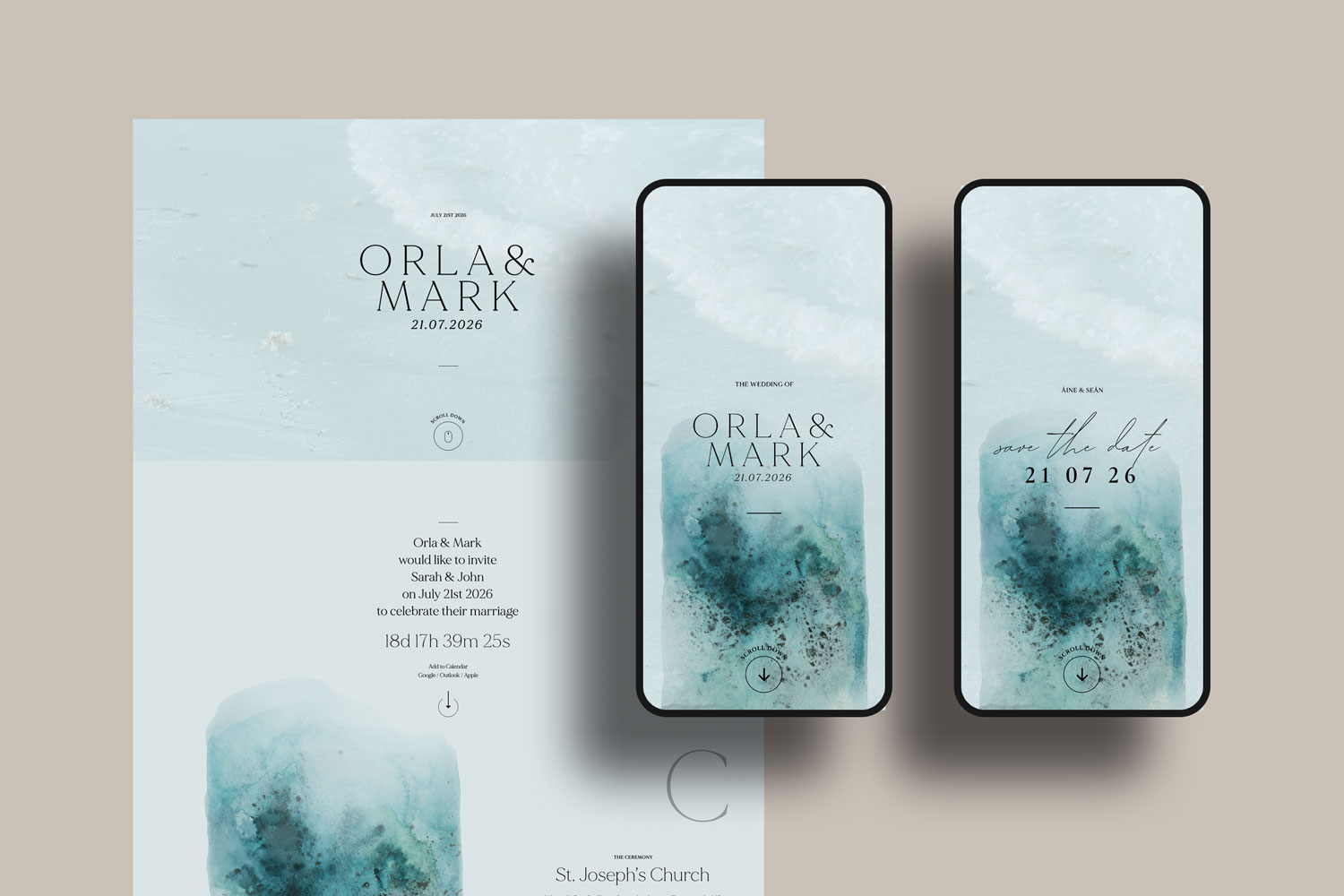 Online wedding invitations, paperless digital WhatsApp evites and websites, save the dates and thank you cards.