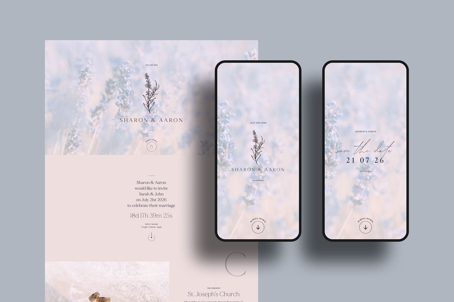 Online wedding invitations, paperless digital WhatsApp evites and websites, save the dates and thank you cards.