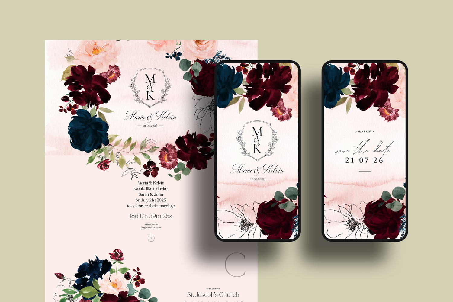 Online wedding invitations, paperless digital WhatsApp evites and websites, save the dates and thank you cards.