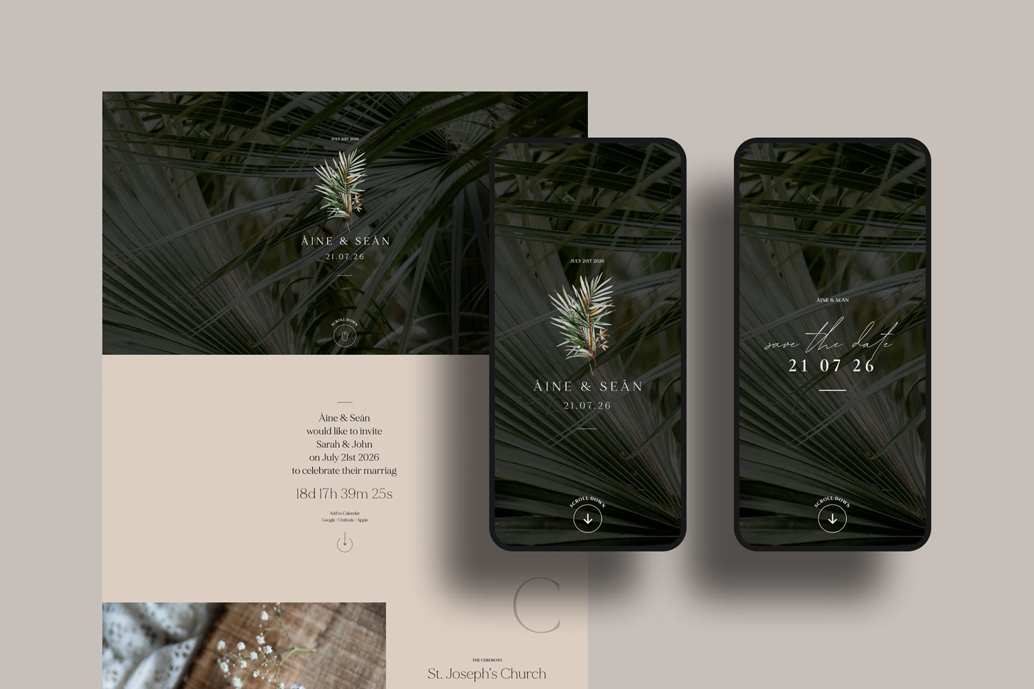 Online wedding invitations, paperless digital WhatsApp evites and websites, save the dates and thank you cards.