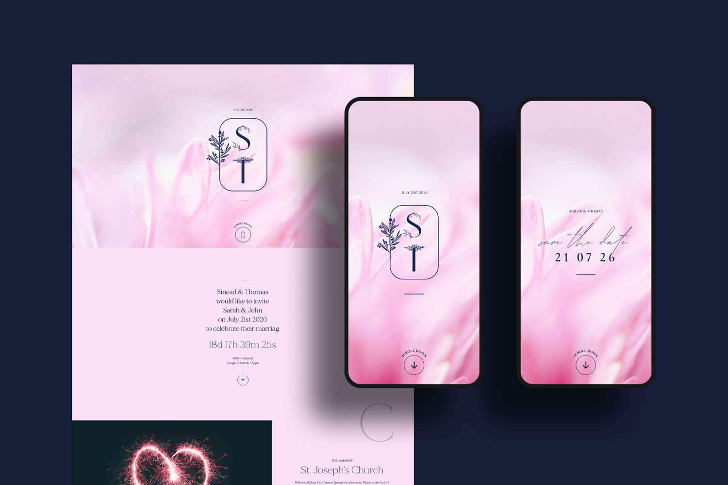 Online wedding invitations, paperless digital WhatsApp evites and websites, save the dates and thank you cards.