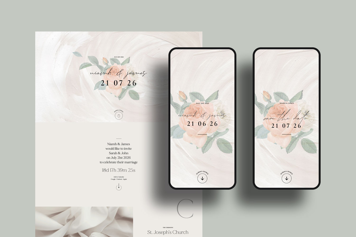 Online wedding invitations, paperless digital WhatsApp evites and websites, save the dates and thank you cards.