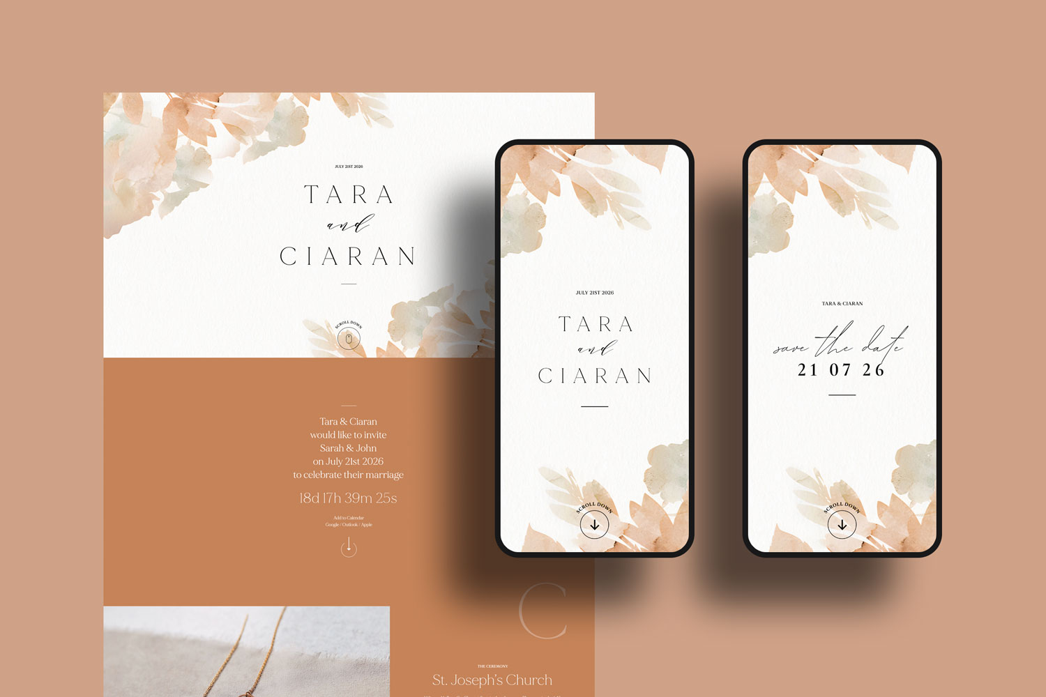 Online wedding invitations, paperless digital WhatsApp evites and websites, save the dates and thank you cards.