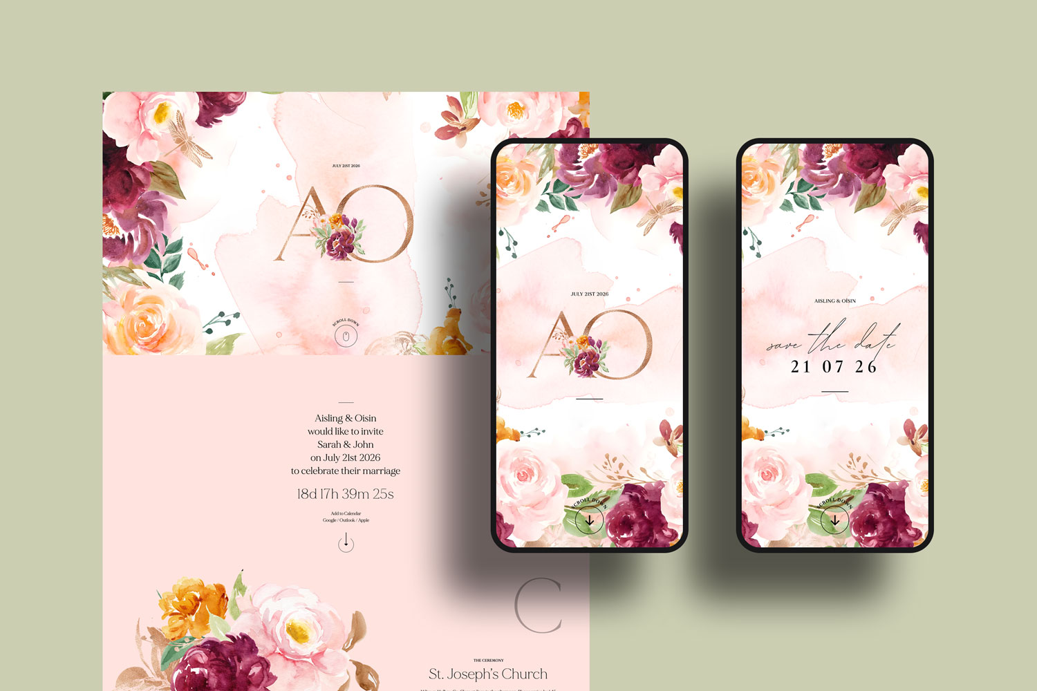 Online wedding invitations, paperless digital WhatsApp evites and websites, save the dates and thank you cards.