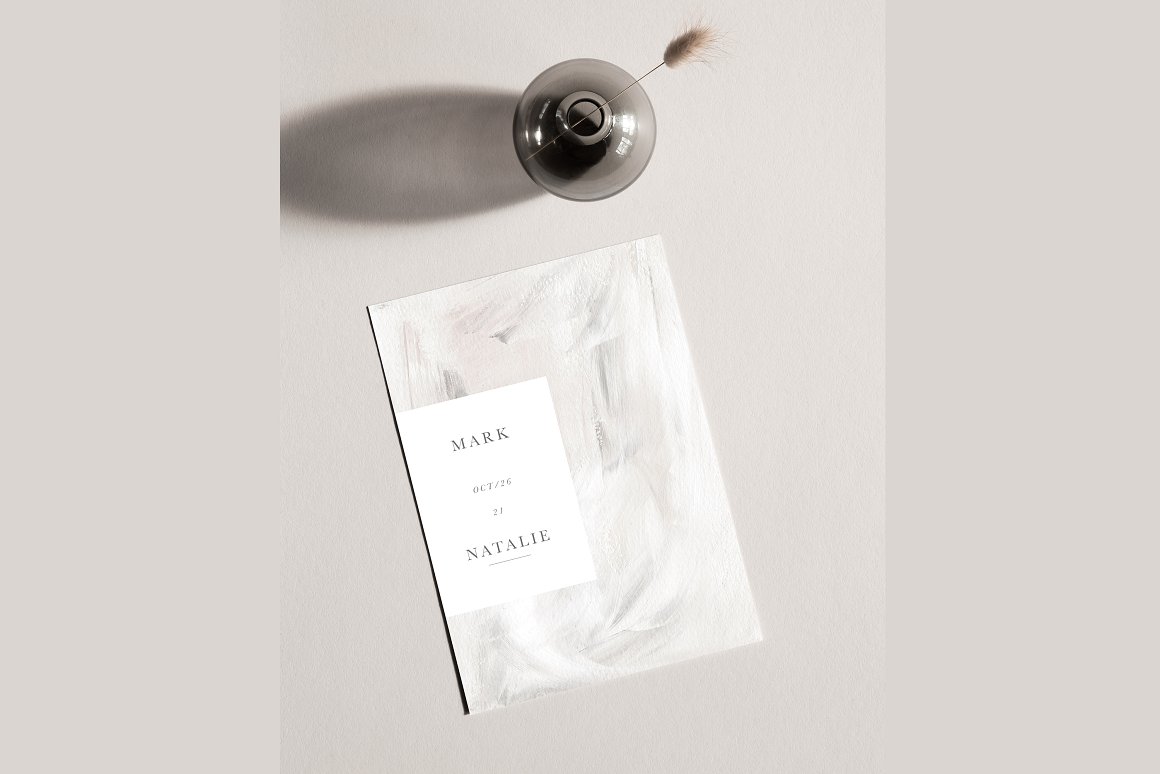 Sandstone Printed wedding invitations and save the dates with premium envelopes, wax seals, vellum and ribbon.