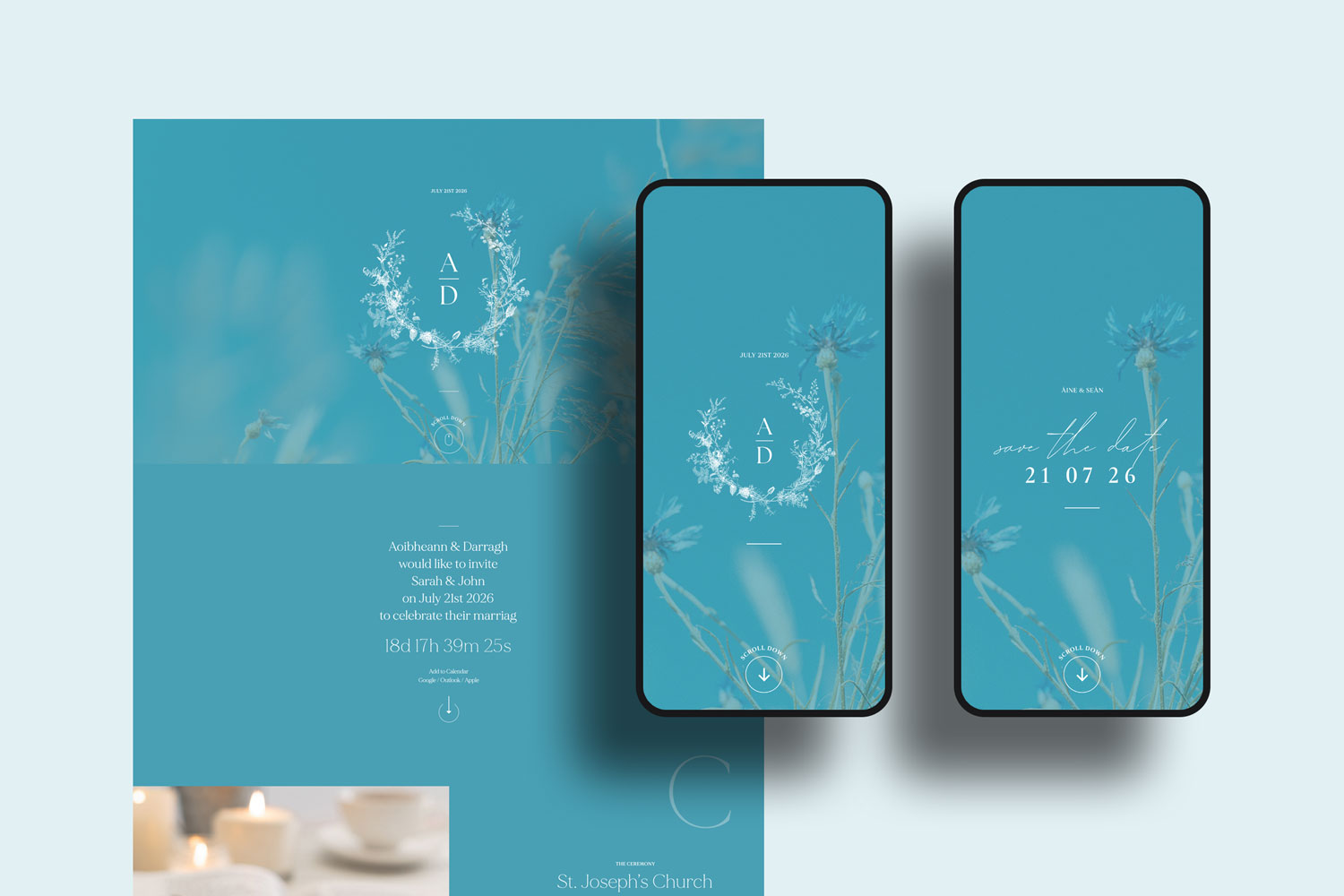 Online wedding invitations, paperless digital WhatsApp evites and websites, save the dates and thank you cards.