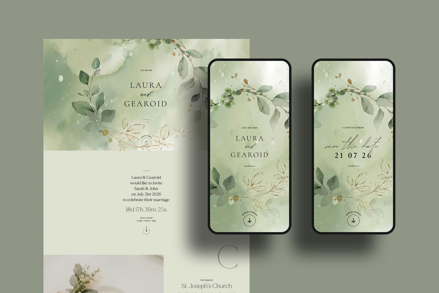 Online wedding invitations, paperless digital WhatsApp evites and websites, save the dates and thank you cards.