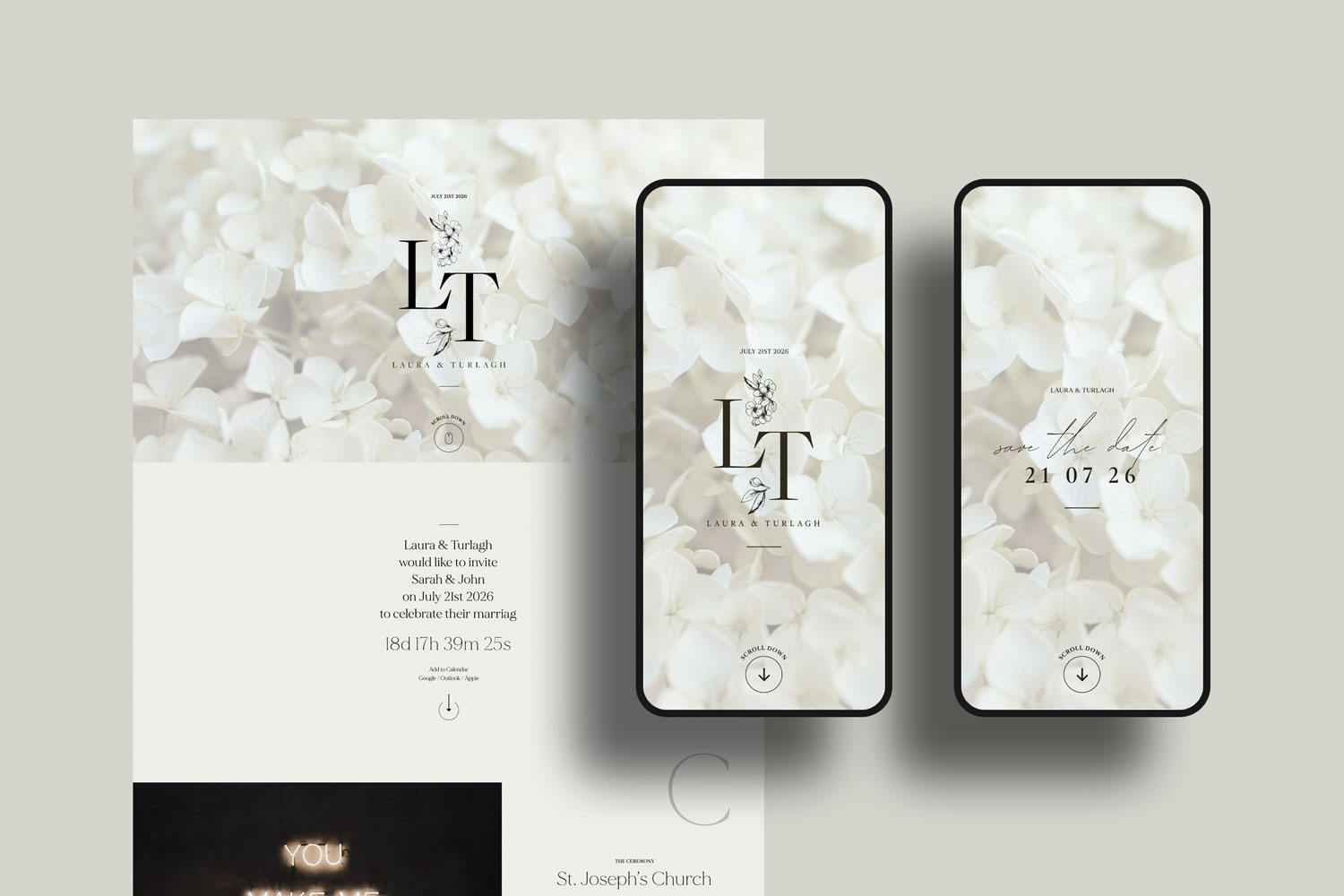 Online wedding invitations, paperless digital WhatsApp evites and websites, save the dates and thank you cards.