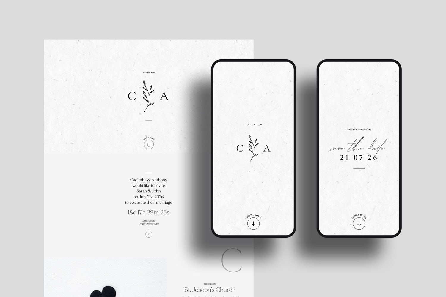 Online wedding invitations, paperless digital WhatsApp evites and websites, save the dates and thank you cards.