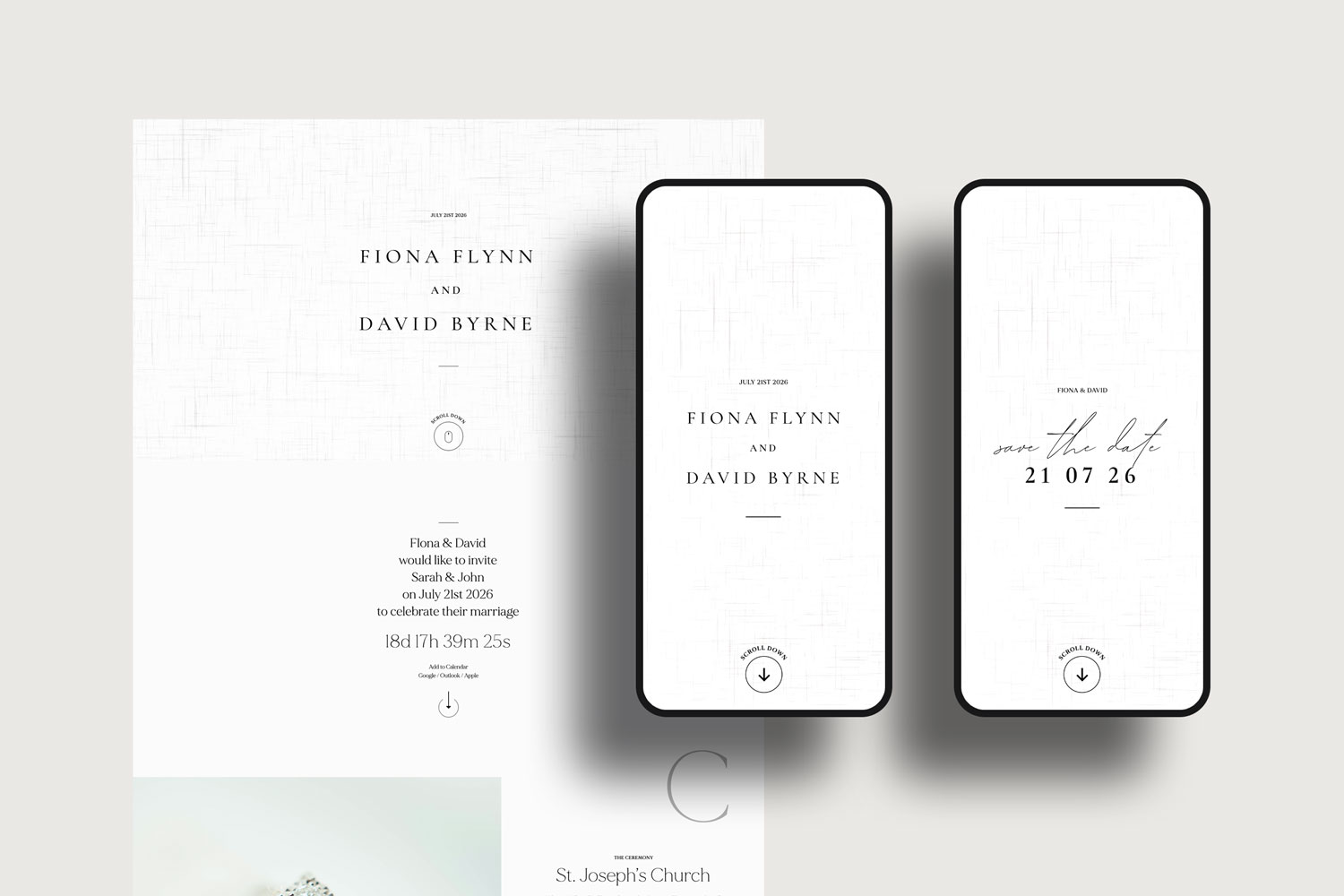 Online wedding invitations, paperless digital WhatsApp evites and websites, save the dates and thank you cards.