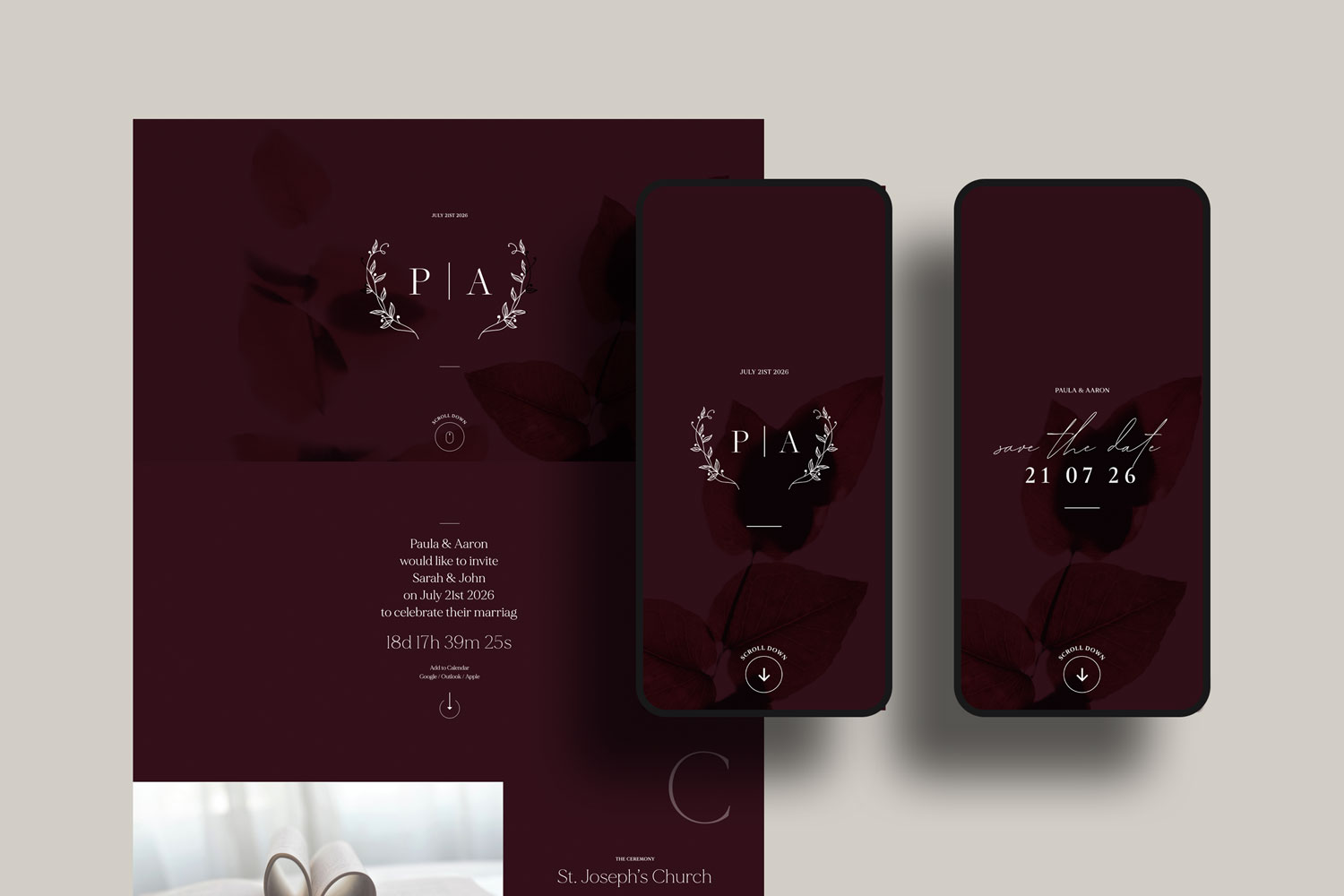 Online wedding invitations, paperless digital WhatsApp evites and websites, save the dates and thank you cards.