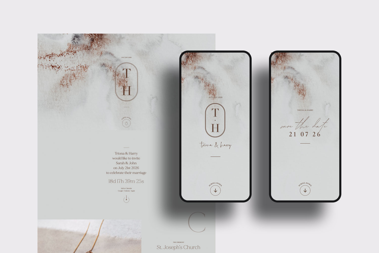 Online wedding invitations, paperless digital WhatsApp evites and websites, save the dates and thank you cards.