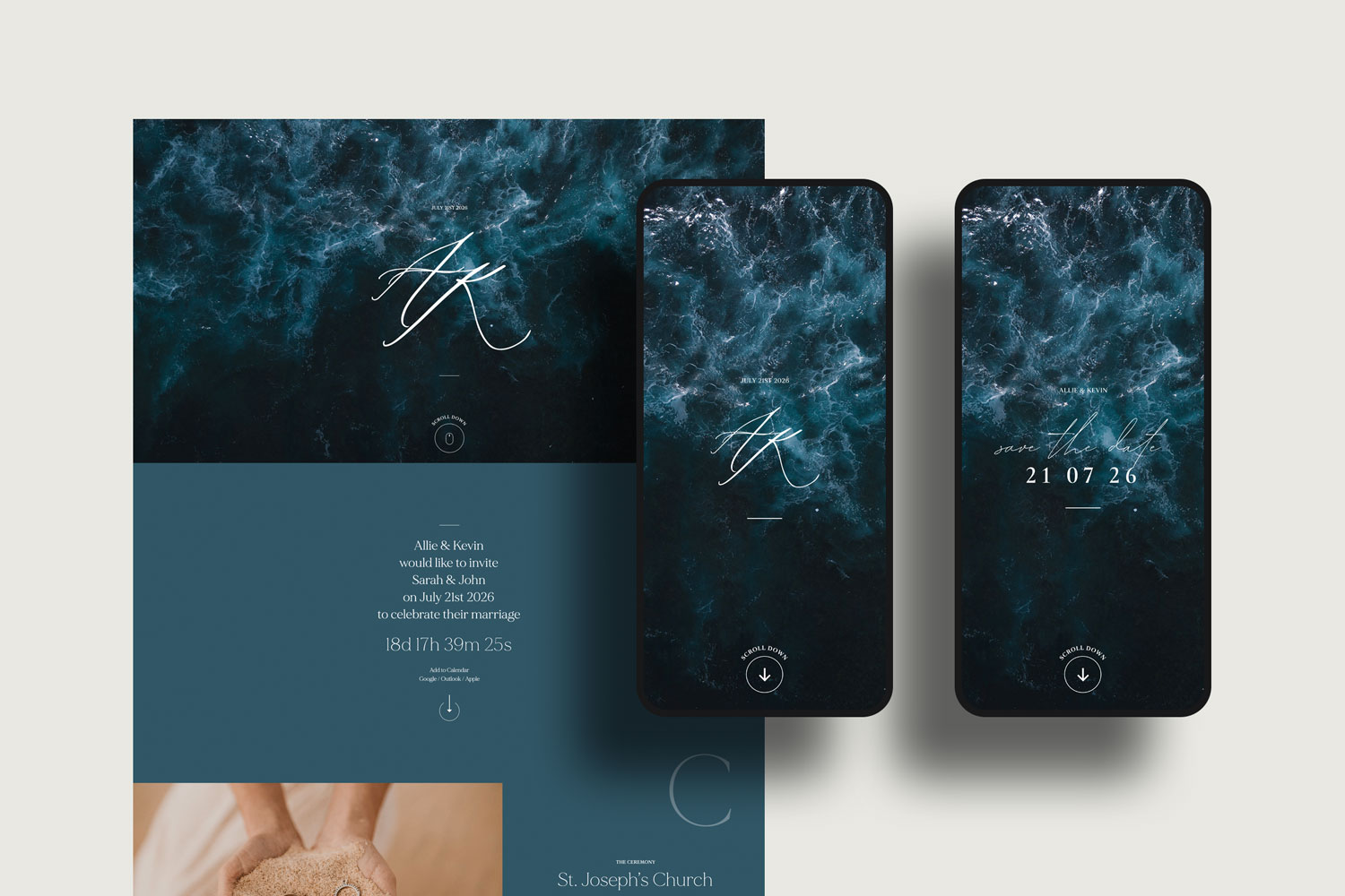 Online wedding invitations, paperless digital WhatsApp evites and websites, save the dates and thank you cards.