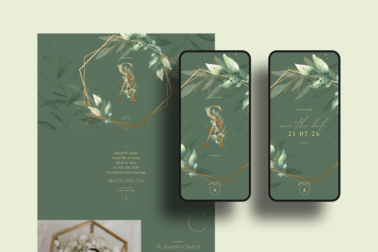 Online wedding invitations, paperless digital WhatsApp evites and websites, save the dates and thank you cards.