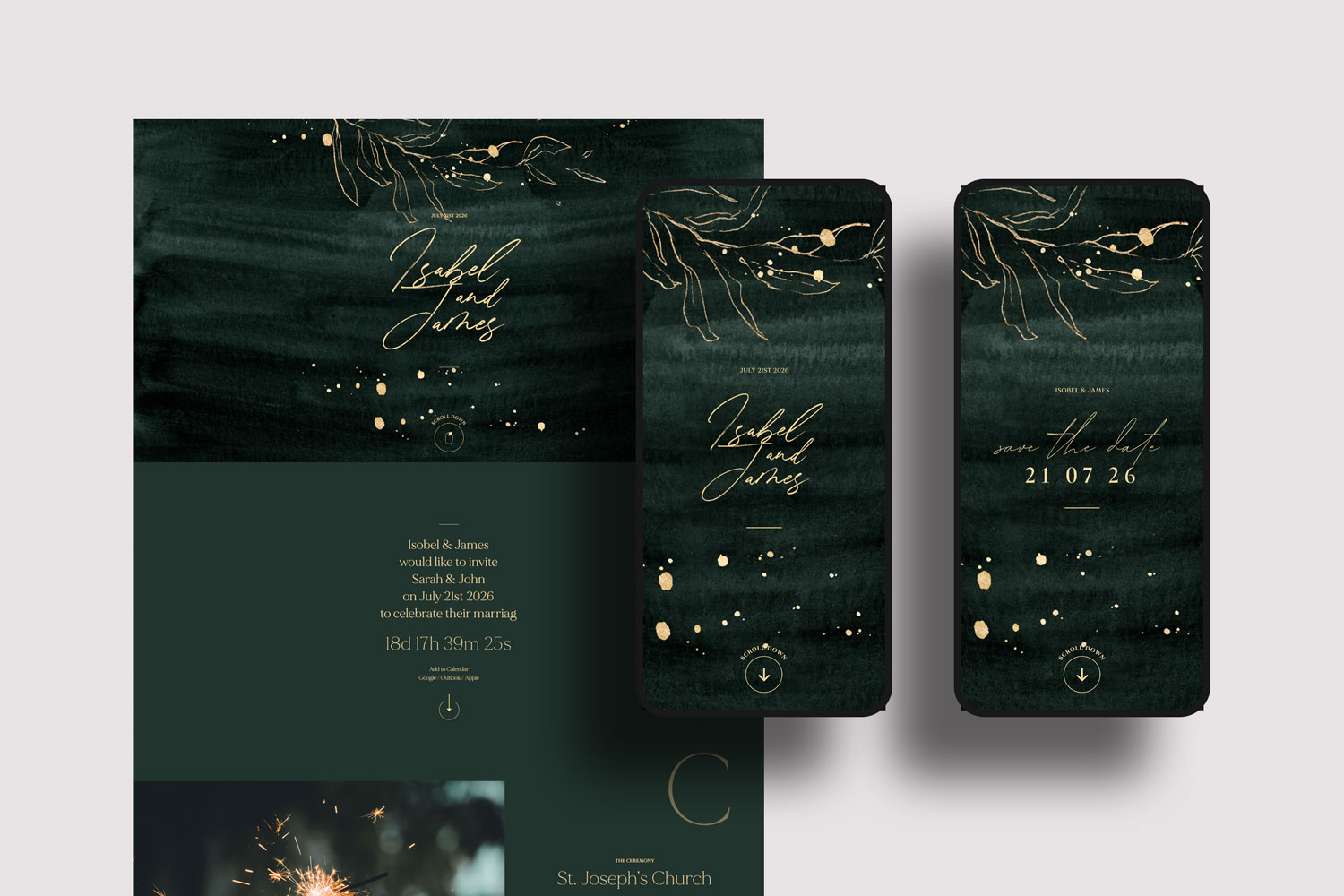 Online wedding invitations, paperless digital WhatsApp evites and websites, save the dates and thank you cards.