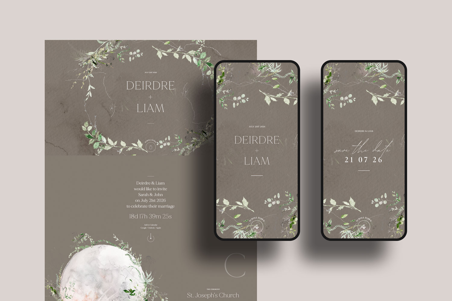 Online wedding invitations, paperless digital WhatsApp evites and websites, save the dates and thank you cards.