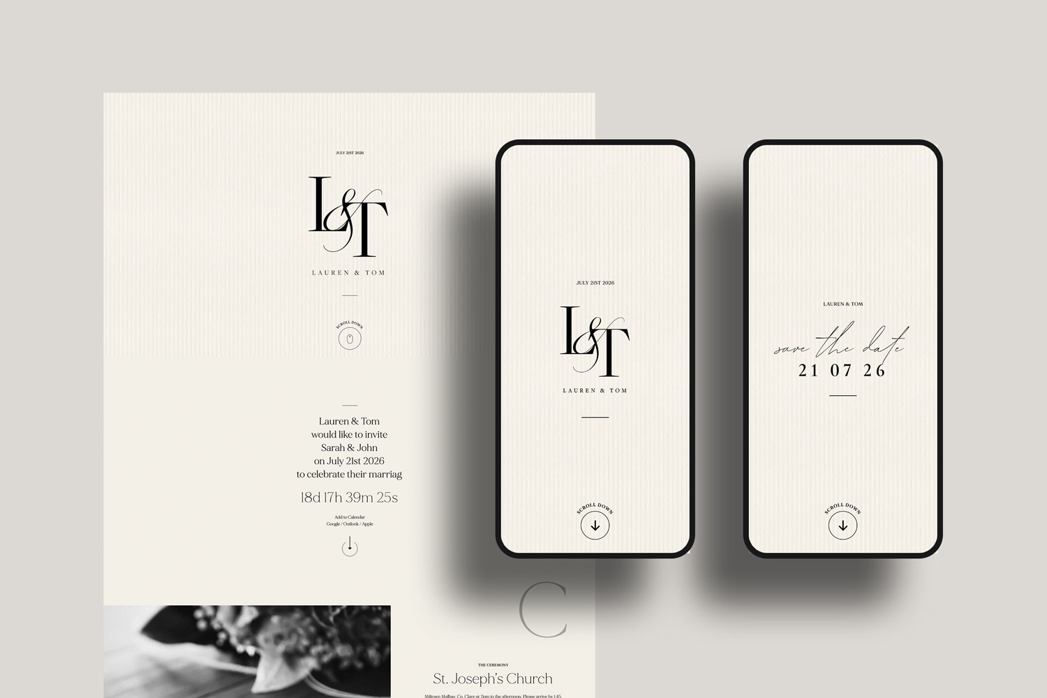 Online wedding invitations, paperless digital WhatsApp evites and websites, save the dates and thank you cards.