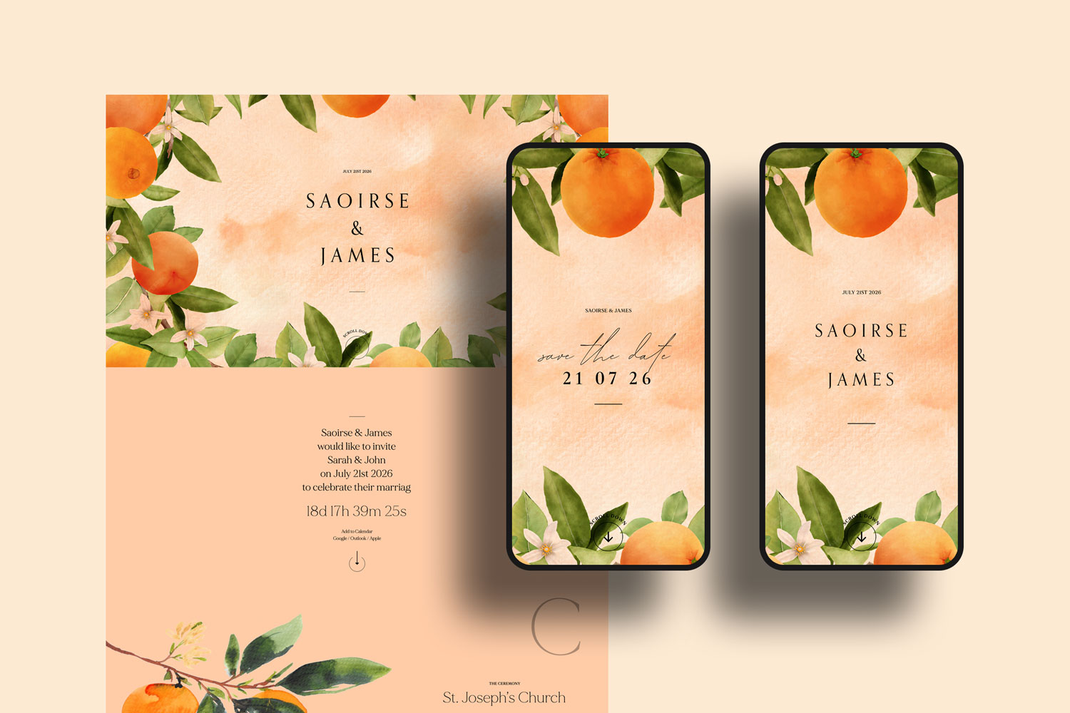 Online wedding invitations, paperless digital WhatsApp evites and websites, save the dates and thank you cards.