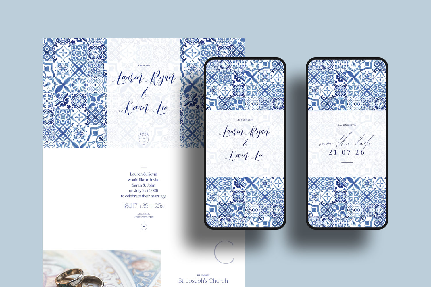 Online wedding invitations, paperless digital WhatsApp evites and websites, save the dates and thank you cards.