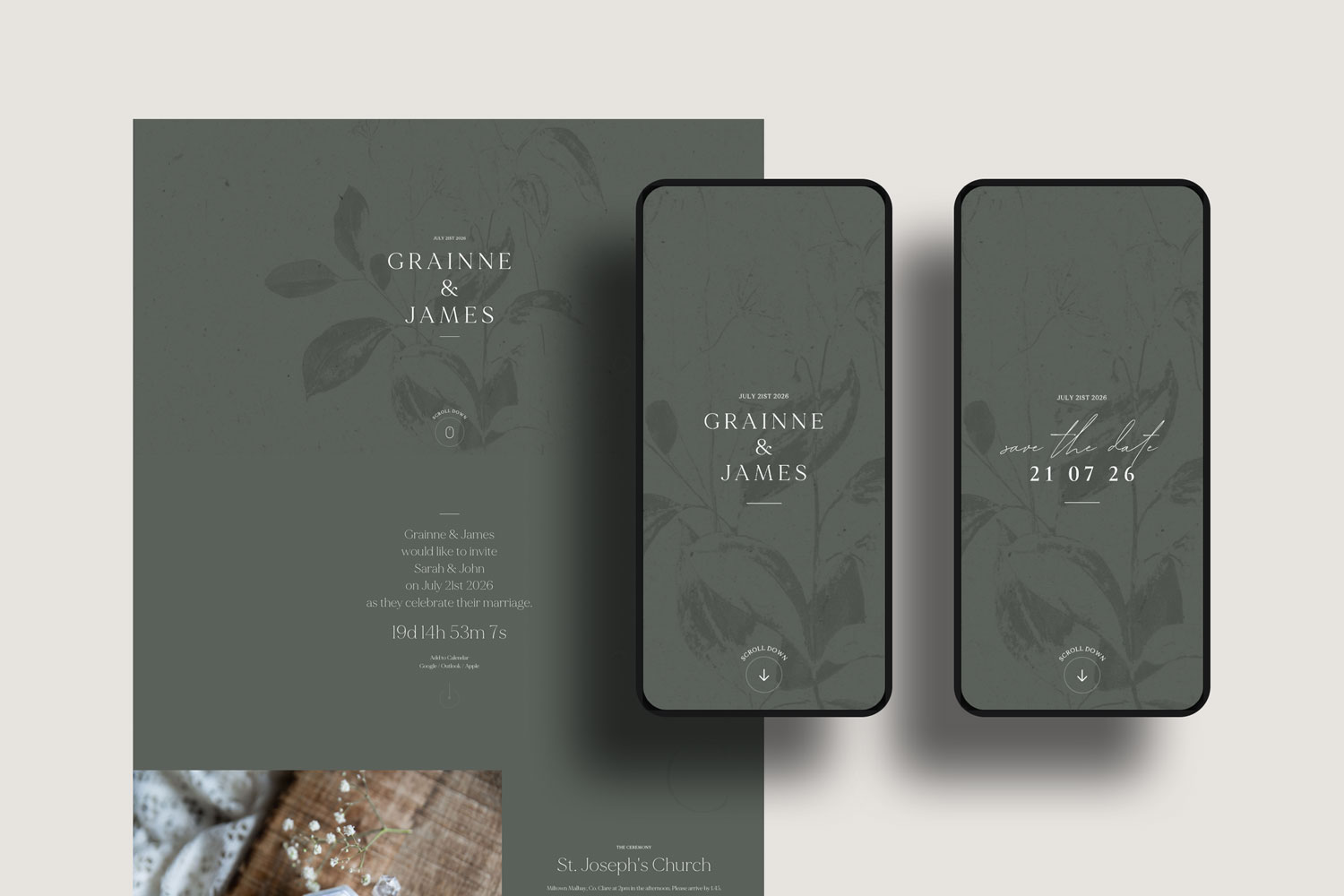 Online wedding invitations, paperless digital WhatsApp evites and websites, save the dates and thank you cards.