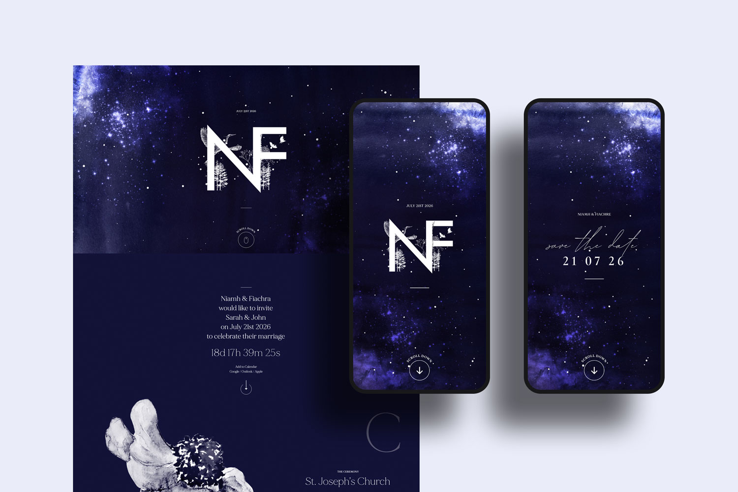 Online wedding invitations, paperless digital WhatsApp evites and websites, save the dates and thank you cards.